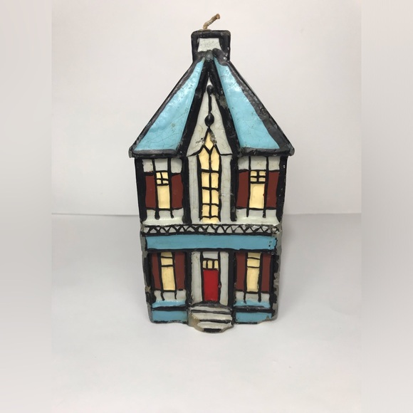 ROBERT ALAN CANDLE Co. house home Christmas vintage blue Xmas Candle - Picture 1 of 11